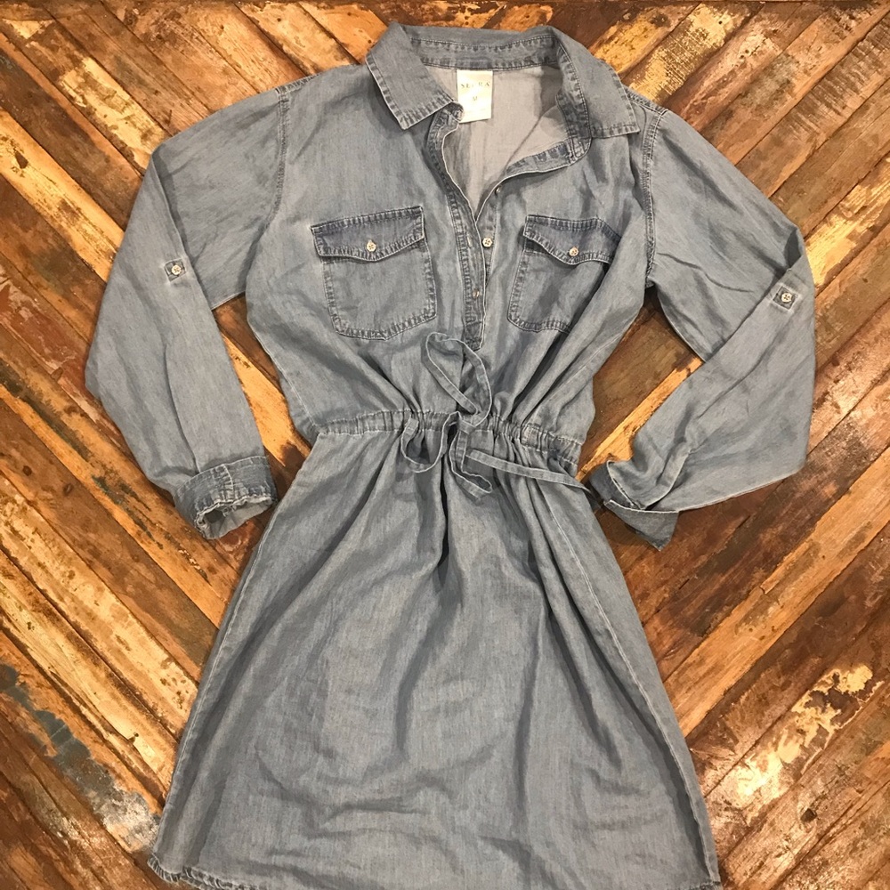 Serra Chambray Draw-string denim dress